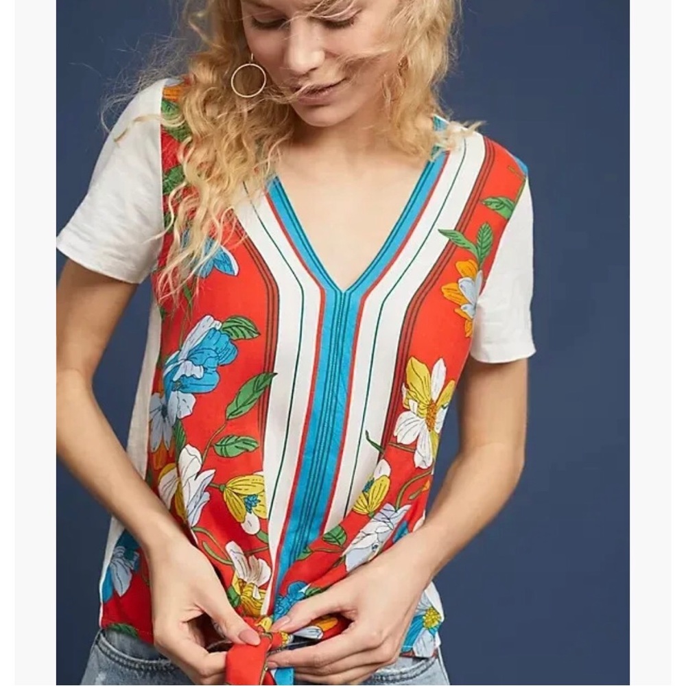 Akemi + Kin Sherburne Tie Front Top Floral Printed Size Small